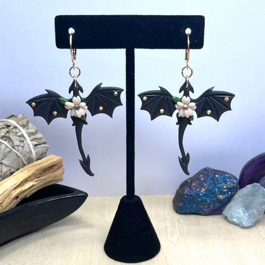 Midnight Garden Dragon Dangle Earrings