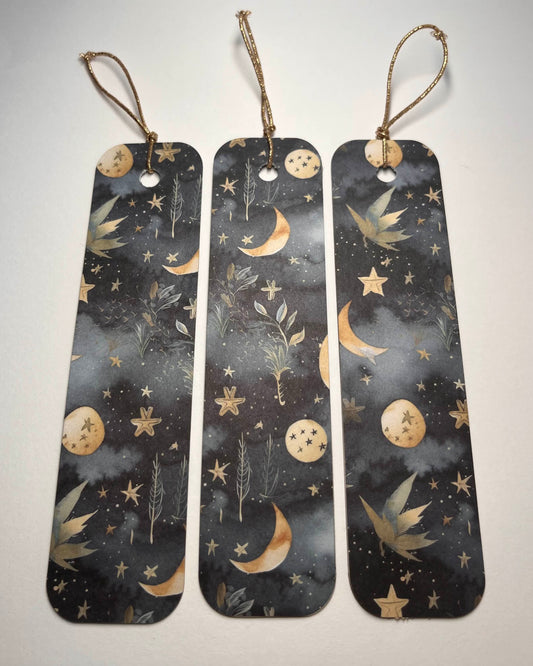 Cloudy Night Sky & Greenery Cardstock Bookmark