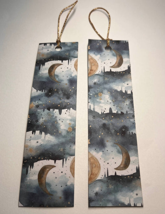 Cloudy Night Over the Town Cardstock Bookmark