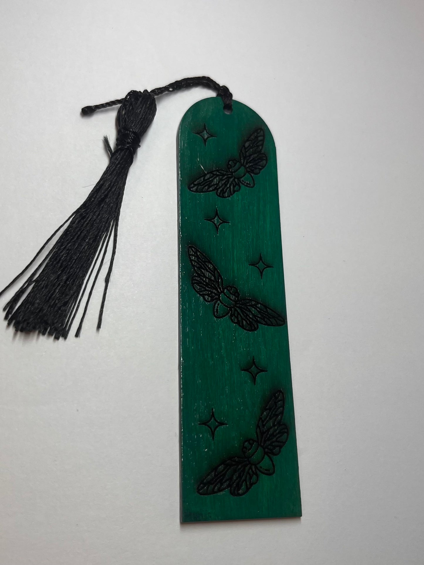 Moths Engraved Wooden Bookmark