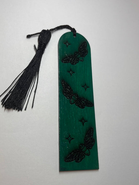 Moths Engraved Wooden Bookmark