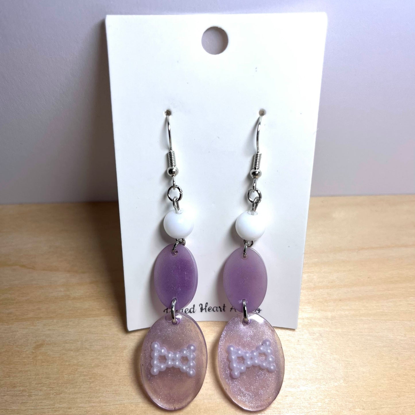 Beaded Bow Dangle Earrings