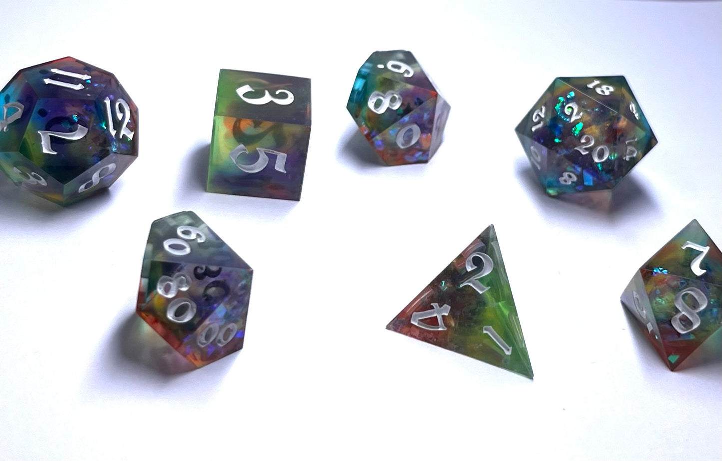 Sharp Edge Tabletop Game Dice Set Of 7 - Rainbow Prism