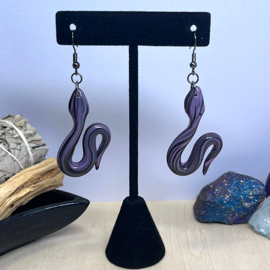 Purple Haze Snake Dangle Earrings