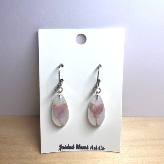 Pretty Pink Flower Dangle Earrings