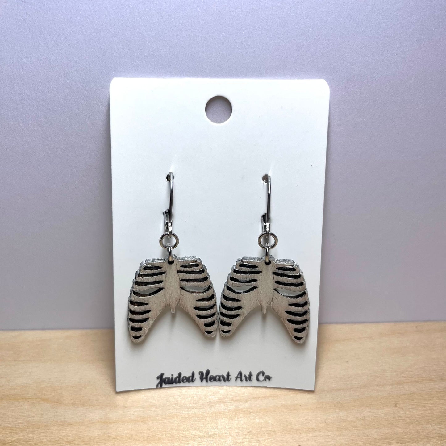 Ribcage Wooden Dangle Earrings