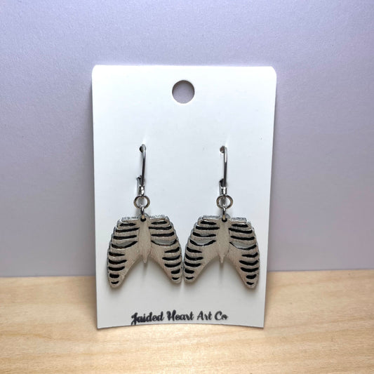 Ribcage Wooden Dangle Earrings