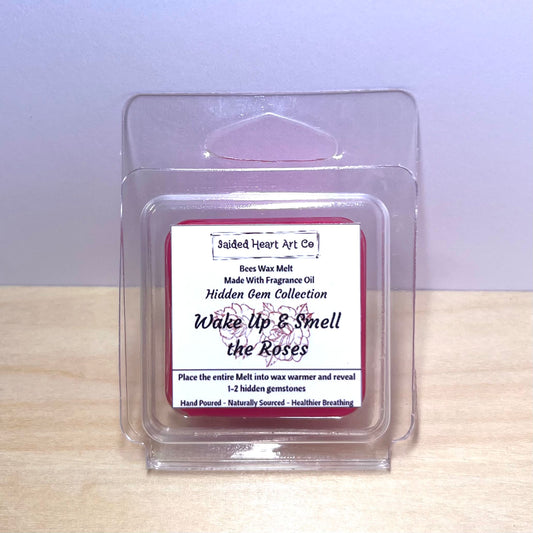 Wake Up & Smell The Roses Natural Bees Wax Melt Hidden Gemstones Collection