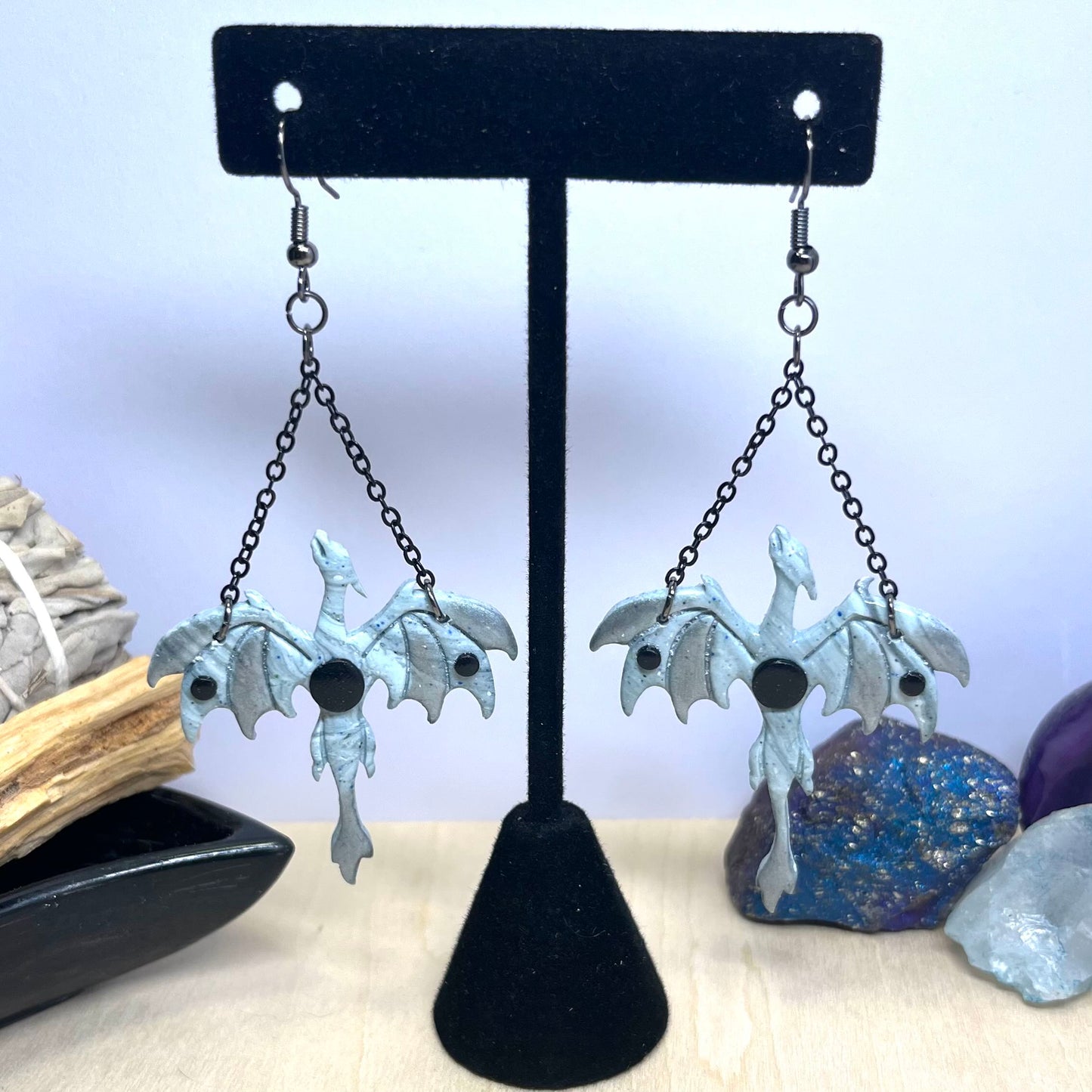 Smoke & Mirrors Dragon Dangle Earrings