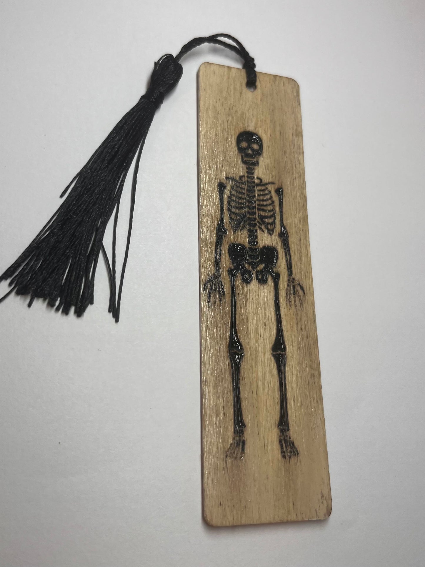 Skeleton Engraved Wooden Bookmark