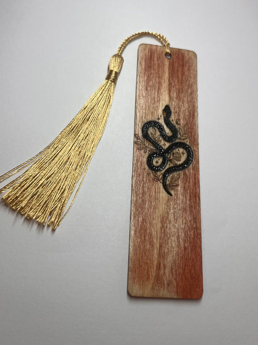 Snake & Vines Engraved Wooden Bookmark