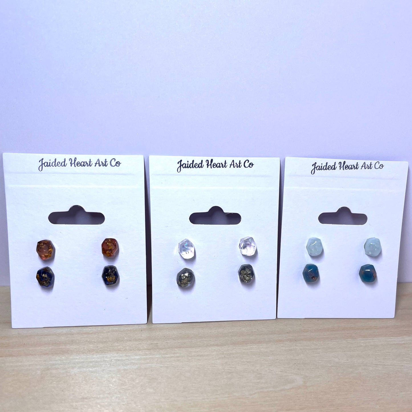 Faux Stone Stud Earrings Set Hypoallergenic Stainless Steel