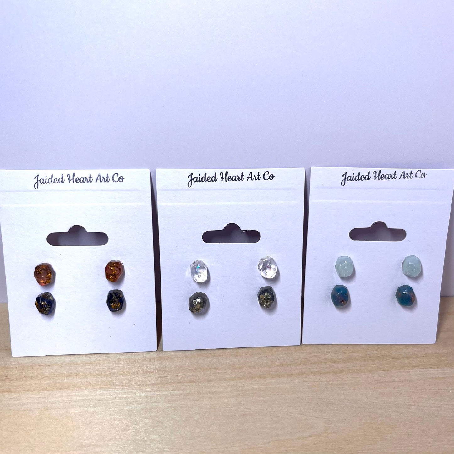 Faux Stone Stud Earrings Set Hypoallergenic Stainless Steel