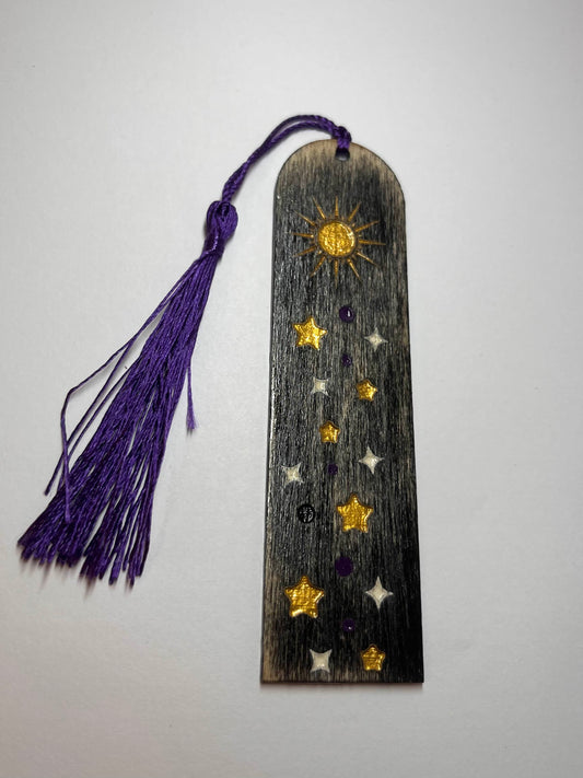 Sun & Stars Engraved Wooden Bookmark