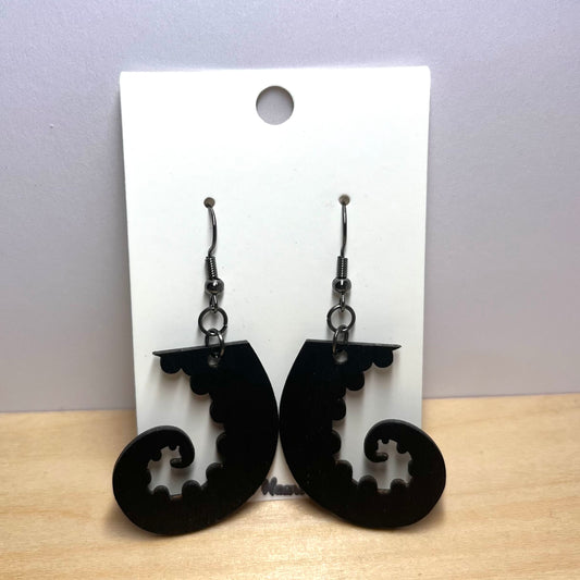 Tentacle Wooden Dangle Earrings