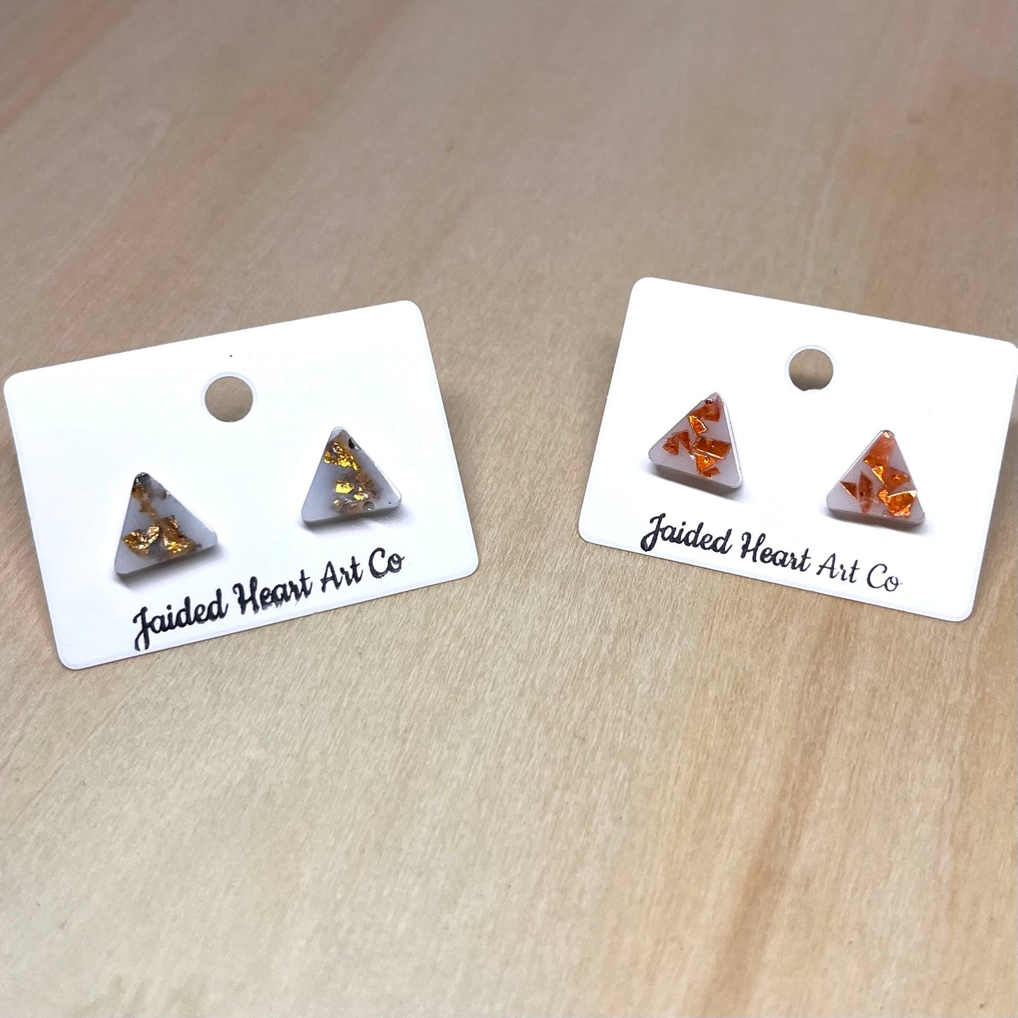 Round Edge Triangle Stud Earrings Hypoallergenic Stainless Steel