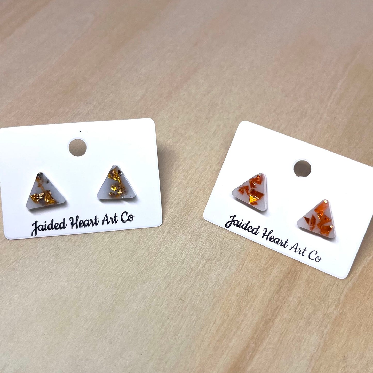 Round Edge Triangle Stud Earrings Hypoallergenic Stainless Steel