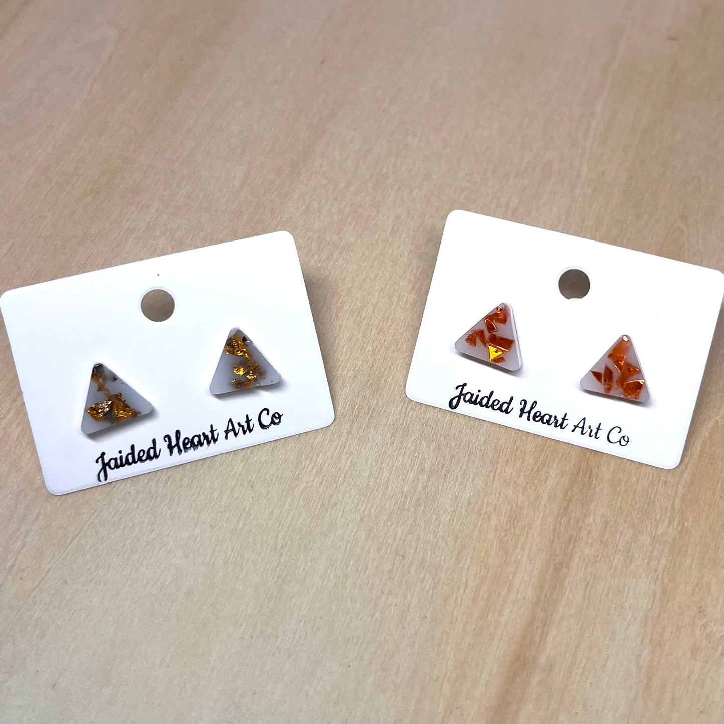 Round Edge Triangle Stud Earrings Hypoallergenic Stainless Steel