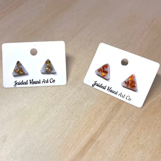 Round Edge Triangle Stud Earrings Hypoallergenic Stainless Steel