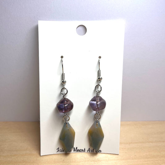 Tri-Color Shimmering Crystal Beaded Dangle Earrings