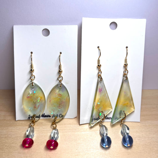 Prismatic Rainbow Beaded Dangle Earrings