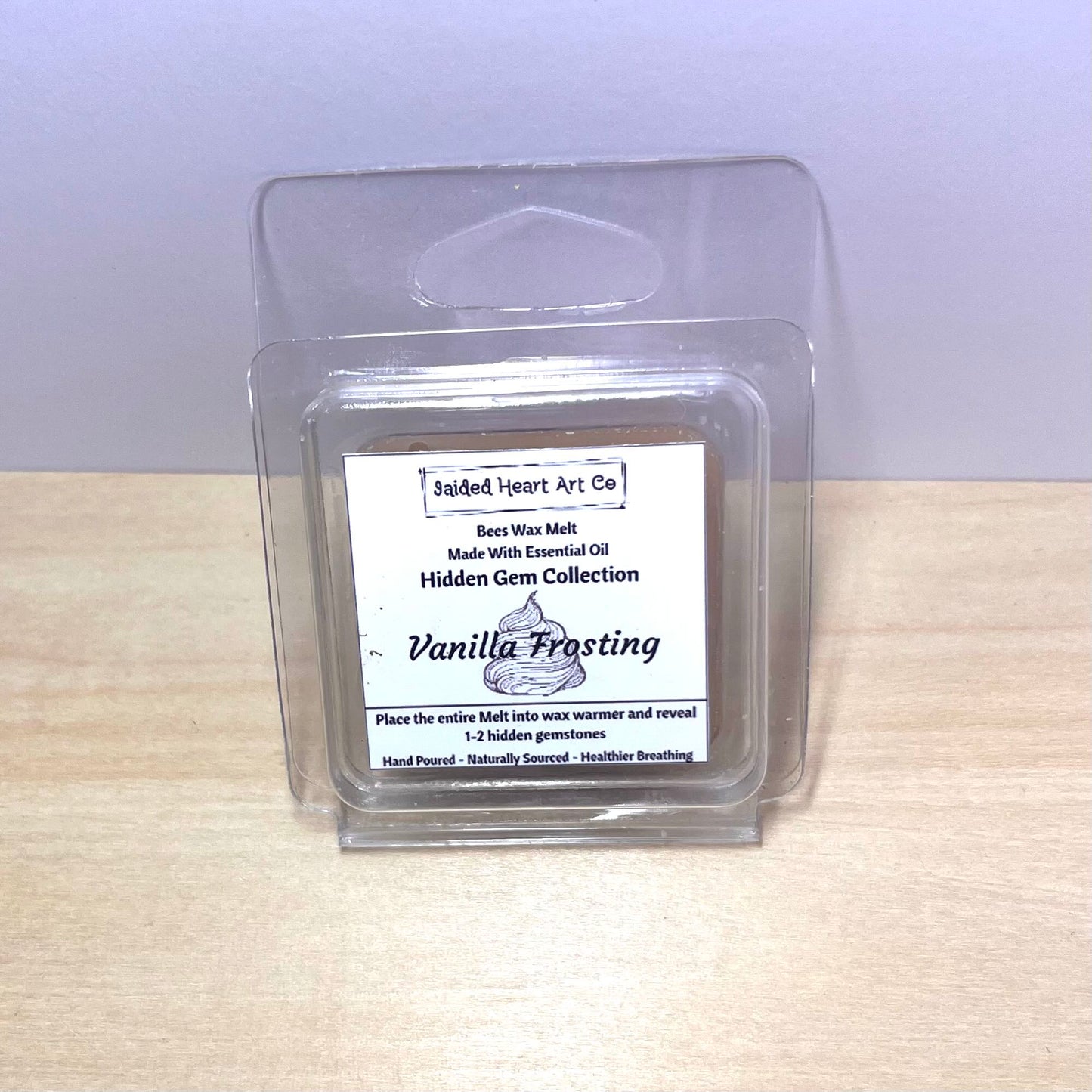 Vanilla Frosting Natural Bees Wax Melt Hidden Gemstones Collection