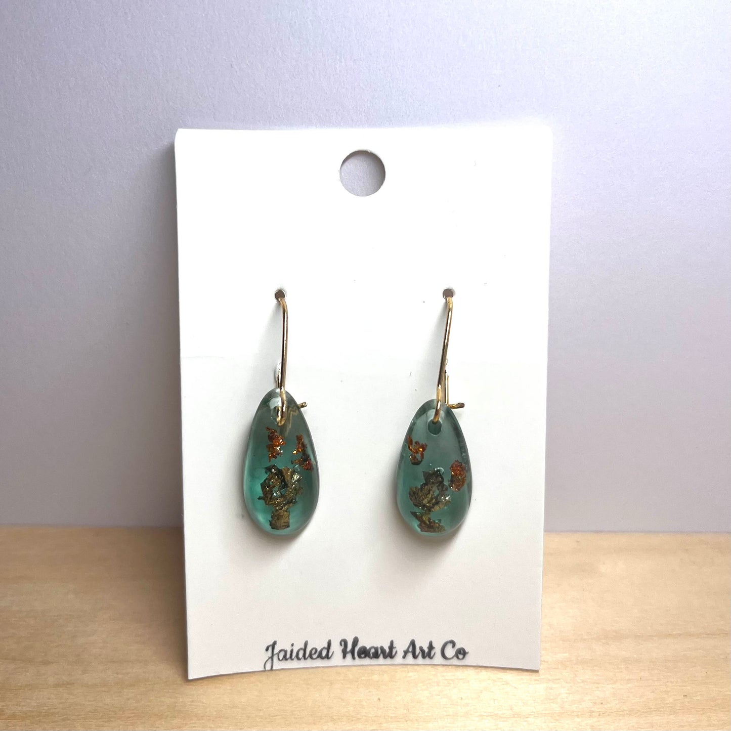 Translucent Emerald Teardrop Dangle Earrings